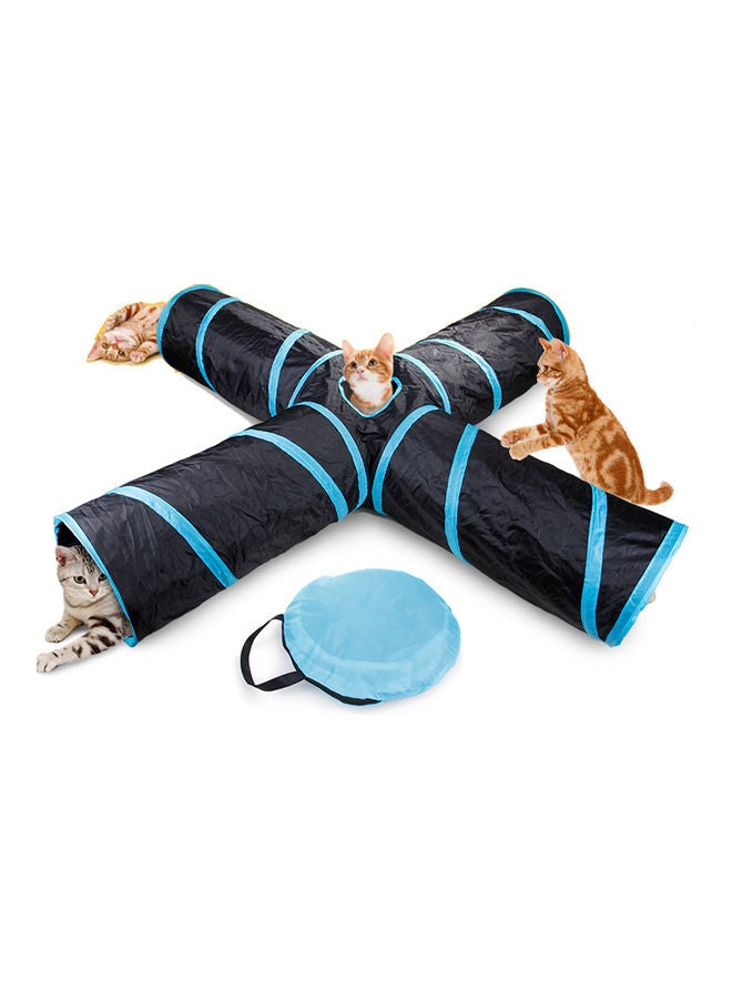 Loquat 4-Way Folding Portable Pet Cat Tunnel Blue/Black - Image 1