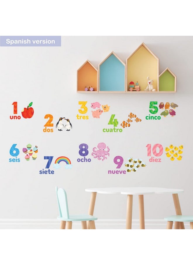 ديكو وال - Ds2020Es أرقام الإسبانية + الإنجليزية صور مطبوعة للحوائط ملصقات قشر وعصا ملصقات الحائط القابلة للإزالة للأطفال الحضانة غرفة نوم غرفة المعيشة - Image 1