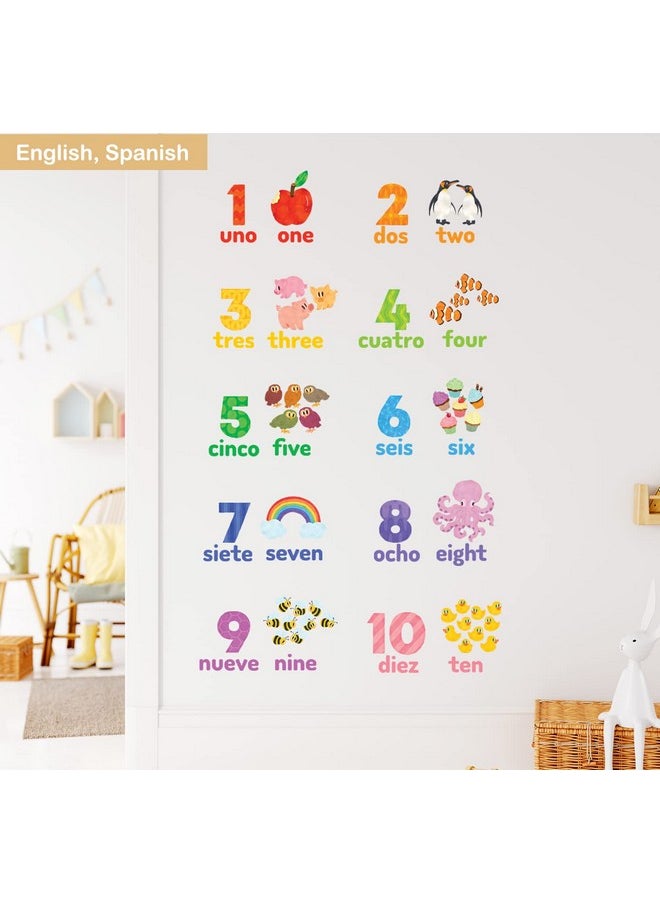 ديكو وال - Ds2020Es أرقام الإسبانية + الإنجليزية صور مطبوعة للحوائط ملصقات قشر وعصا ملصقات الحائط القابلة للإزالة للأطفال الحضانة غرفة نوم غرفة المعيشة - Image 1