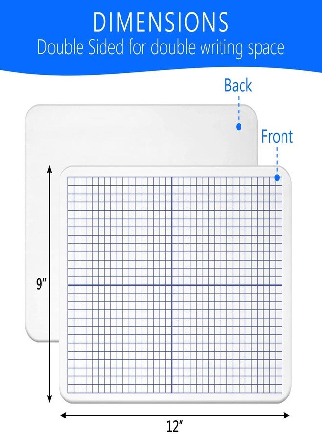 Ultimate Stationery Grid Whiteboard, 9 x 12 Graph Board, 2 Pack Double Sided Dry Erase Board for Students and Kids - Image 2