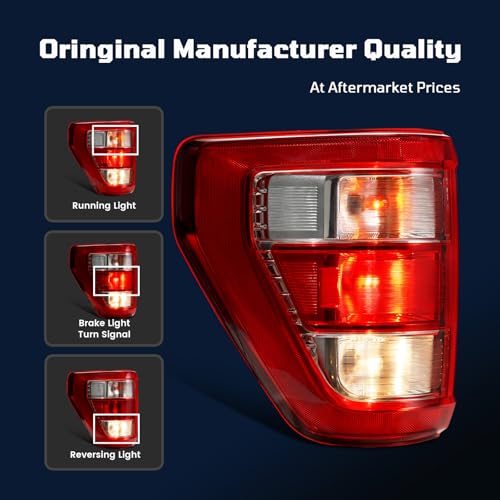 STRAUTOS Tail Lights Compatible With 2021 2022 2023 Ford F150 XL STX with Bulbs OEM Rear Tail Light Cover Assembly Left Driver Side Replace ML3Z13405E - Image 5
