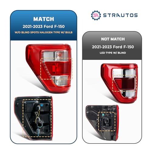STRAUTOS Tail Lights Compatible With 2021 2022 2023 Ford F150 XL STX with Bulbs OEM Rear Tail Light Cover Assembly Left Driver Side Replace ML3Z13405E - Image 4