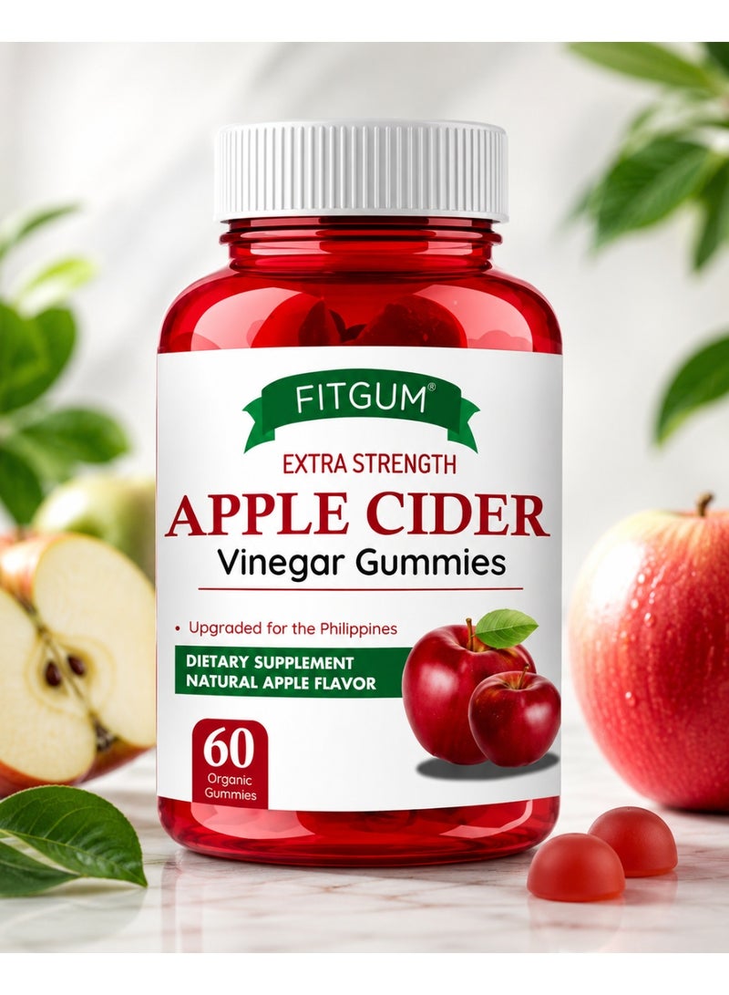 FITGUM Natural Apple Cider Vinegar Gummies 60 Gummies | Vegan ACV Supplement with Beetroot, Pomegranate & Vitamin B Complex - Image 1