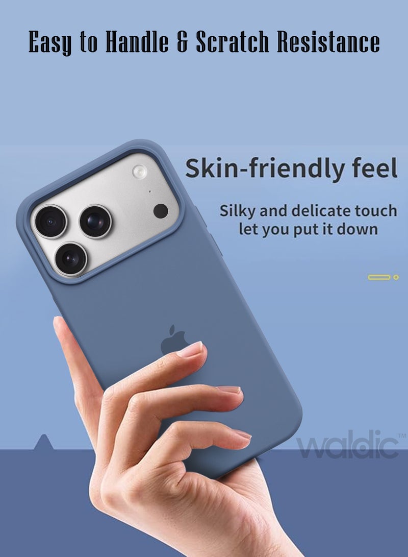 ولديك غطاء حماية سيليكون فاخر لهاتف Apple iPhone 17 Pro Max مع حماية كاميرا وسقوط وتصميم رفيع باللون الأزرق الشتوي للاستخدام اليومي والهدايا والاستخدام الخارجي - Image 4