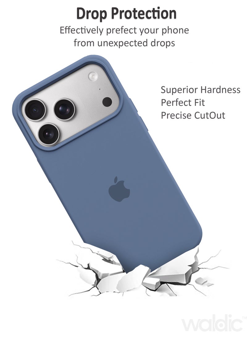 ولديك غطاء حماية سيليكون فاخر لهاتف Apple iPhone 17 Pro Max مع حماية كاميرا وسقوط وتصميم رفيع باللون الأزرق الشتوي للاستخدام اليومي والهدايا والاستخدام الخارجي - Image 3