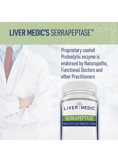 Liver Medic Serrapeptase Pure Digestive Enzymes (Enteric Coated) – Premium Healthy Gut Protection & Liver Support – Non-GMO, Vegan Liver Supplement for Gut Health. Digestive Enzymes & Tissue Support (60 Caps)  - Image 4