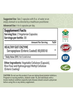 Liver Medic Serrapeptase Pure Digestive Enzymes (Enteric Coated) – Premium Healthy Gut Protection & Liver Support – Non-GMO, Vegan Liver Supplement for Gut Health. Digestive Enzymes & Tissue Support (60 Caps)  - Image 2