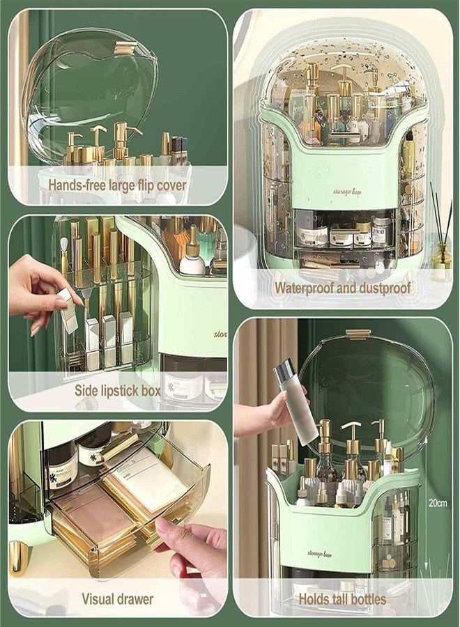 WOLBLIX Makeup Organizer and Storage with Lid & Drawers, Cosmetics Skincare Organizers Box with Waterproof & Dustproof Cover for Bedroom, Bathroom - Image 3