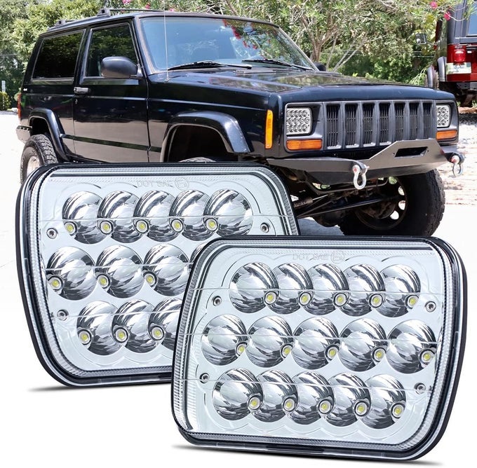 7X6/4X6 Led Headlights - 2Pcs 45W Sealed Beam Rectangular High/Low Beam Headlamp