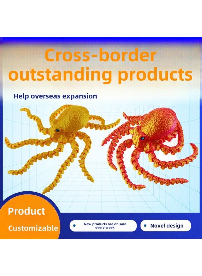 3D Printing Toys Hot Multi-Color Sample Belt Simulation Eye Movable Joint Octopus Laser Gradient Luminous-Color:Yellow Gold - Image 2