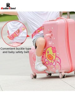RollsTimi  Ride-On Kids Luggage with Wheels Buffy Duck Pink  - Image 2