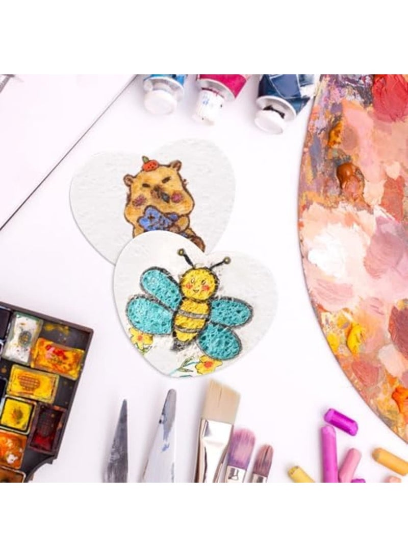 SYOSI 10pcs Magic Foam Texture Paper for 3D Drawing and Puffy Texture Painting, White Cellulose Cards for DIY Art & Crafts, Heart-Shaped Magic Canvas Sponge Sheets (7x6cm) - Image 2