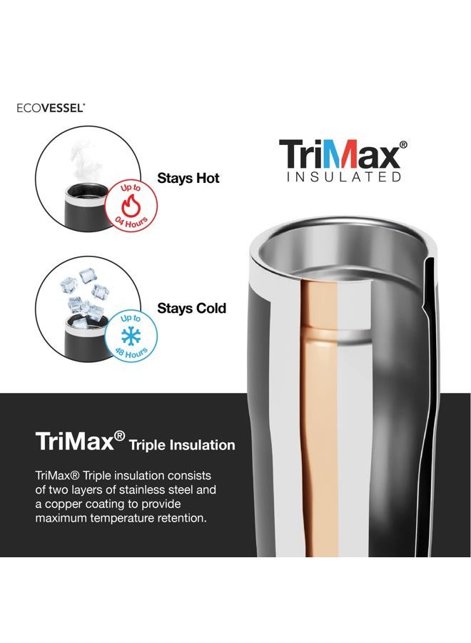 EcoVessel METRO Vacuum Stainless Steel Tumbler Cup, Insulated Water Bottle, Travel Coffee Mug with Slider Lid and Non Slip Base Iced Coffee Cup - 16 oz (White Pearl) - Image 4