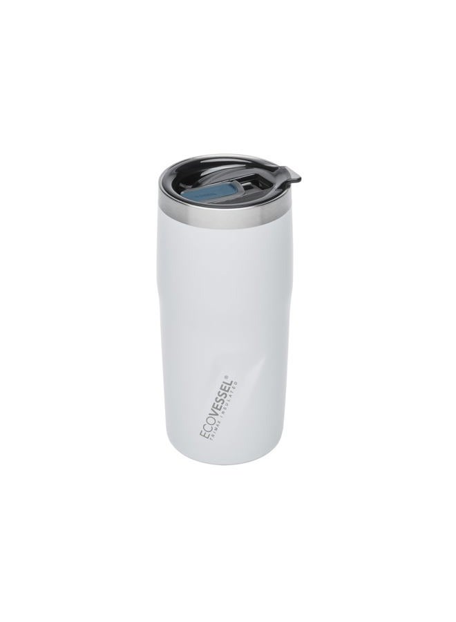 EcoVessel METRO Vacuum Stainless Steel Tumbler Cup, Insulated Water Bottle, Travel Coffee Mug with Slider Lid and Non Slip Base Iced Coffee Cup - 16 oz (White Pearl) - Image 1