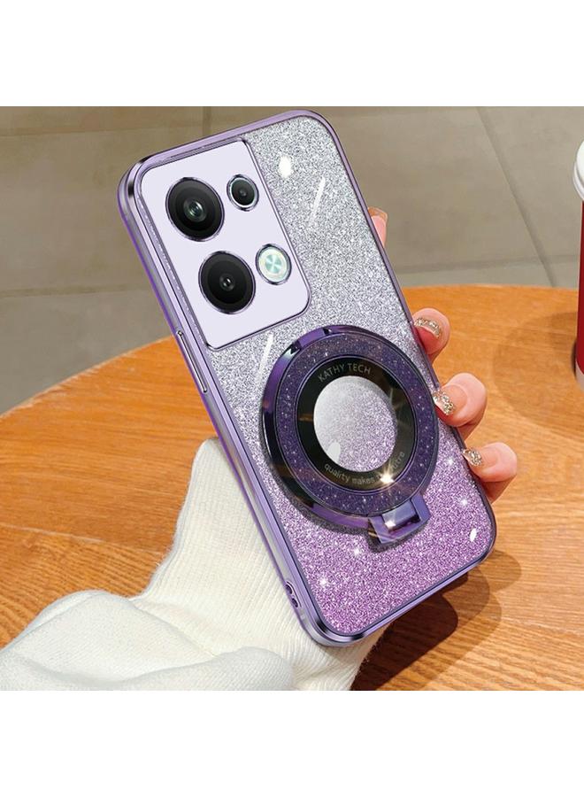 S-TOP Case For OPPO Reno9 Pro+ Plated Gradient Glitter Round Holder TPU Phone Case - Image 1