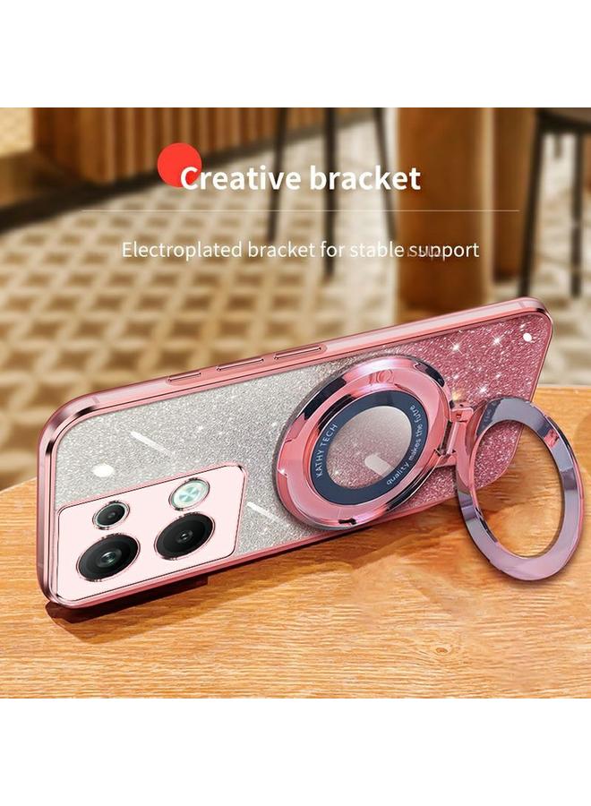 S-TOP Case For OPPO Reno9 Pro+ Plated Gradient Glitter Round Holder TPU Phone Case - Image 5