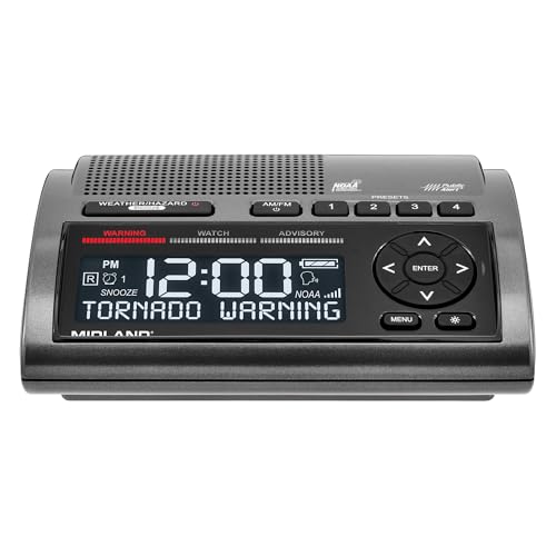 Midland WR400 Weather Radio Deluxe NOAA Emergency Alert Scanner Home Use with Battery Backup Local County Programming Over 80 Emergency Voice Flashing Alerts Alarm Clock AMFM Radio - Image 1