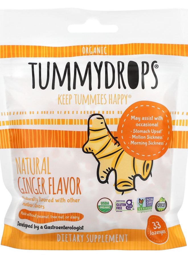 TUMMYDROPS - Organic Natural Ginger 33 Lozenges - Image 1