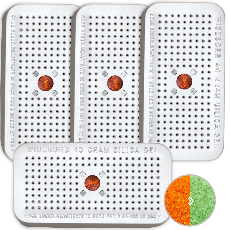 Wisesorb 40 Gram Pack of 4 Silica Gel Canister, Gun Safe Dehumidifiers (Orange to Green), Reusable Desiccant Moisture Absorber for Car, Closet - Image 1