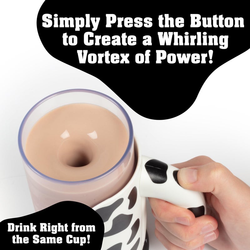 Hog Wild Moo Mixer Supreme Chocolate Milk Mixer Mug - 16 Oz Cup + No Spill Sip Lid & Easy To Clean Detachable Base - Stocking Stuffer Automatically Mixes Powder & Syrup - Dishwasher Safe, Portable - Image 3