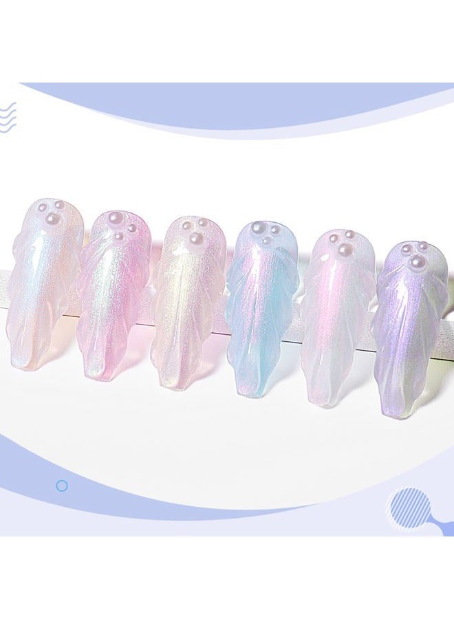 AIMEILI طلاء أظافر جل خالي من الهيما، طلاء أظافر جل لامع على شكل حورية البحر، مجموعة طلاء جل قابلة للإزالة U V مكونة من 6 قطع سعة 10 مل - مجموعة كيت 42 - Image 3