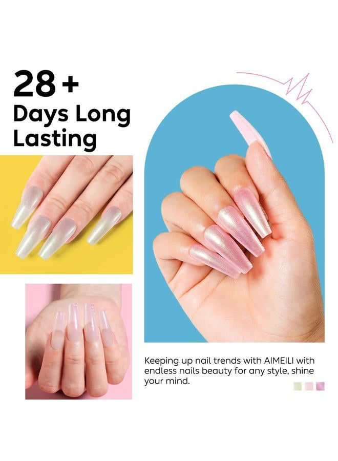 AIMEILI طلاء أظافر جل خالي من الهيما، طلاء أظافر جل لامع على شكل حورية البحر، مجموعة طلاء جل قابلة للإزالة U V مكونة من 6 قطع سعة 10 مل - مجموعة كيت 42 - Image 4
