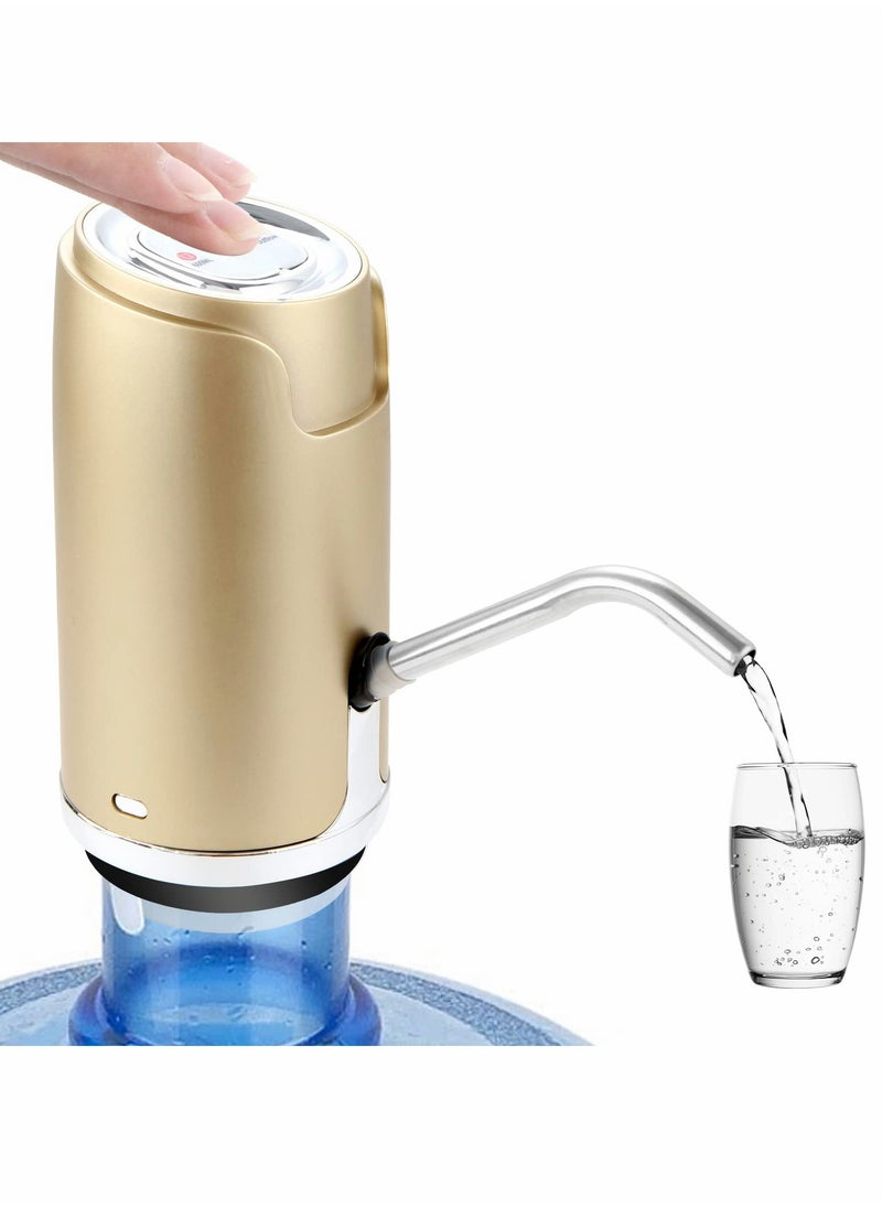 SYOSI Electric Water Absorber Pump, USB Charging Low Noise 5 Gallon Universal Automatic Water Aspirator, Mini Portable Drinking Water Pump for Kitchen Home Office Camping (Gold)  - Image 1