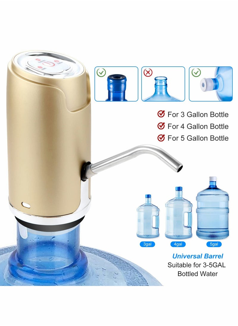 SYOSI Electric Water Absorber Pump, USB Charging Low Noise 5 Gallon Universal Automatic Water Aspirator, Mini Portable Drinking Water Pump for Kitchen Home Office Camping (Gold)  - Image 4