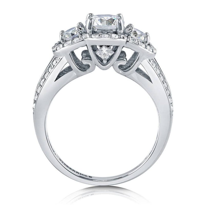 BERRICLE Sterling Silver 3-Stone Wedding Engagement Rings Split Shank Ring for Women, 0.8 Carat Round Cut Cubic Zirconia CZ - Image 4