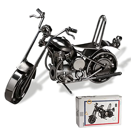 Huture Decor Motor Vintage Iron Art Motorcycle Metal Deco Gift Motor Model Collectible Travel Sculpture Decoration or as a Funny Gift Idea Classic Art Decoration Ornaments for Home Office, Silver - Image 1