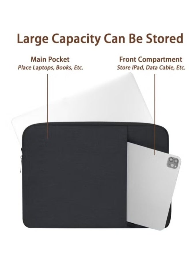 Terabyte Laptop Sleeve Pouch 15.6 Inch, Suitable for 15-15.6 Inch Lenovo HP Dell MacBook Computer Notebook Durable Shockproof and Lightweight with Zippered Pockets Cover Protective Case (Black) - Image 4