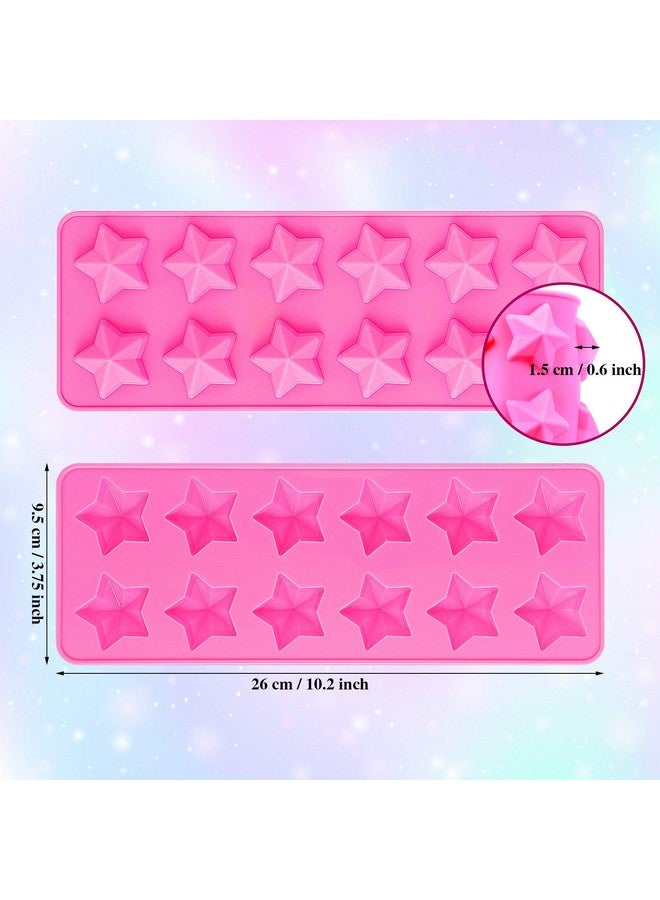 Lauwell 4 Pieces Star Shaped Silicone Molds Five-Pointed Star Shaped Mold Non-Stick Fondant Molds For Chocolate Candy Ice Cube Cake Decoration (Pink) - Image 2