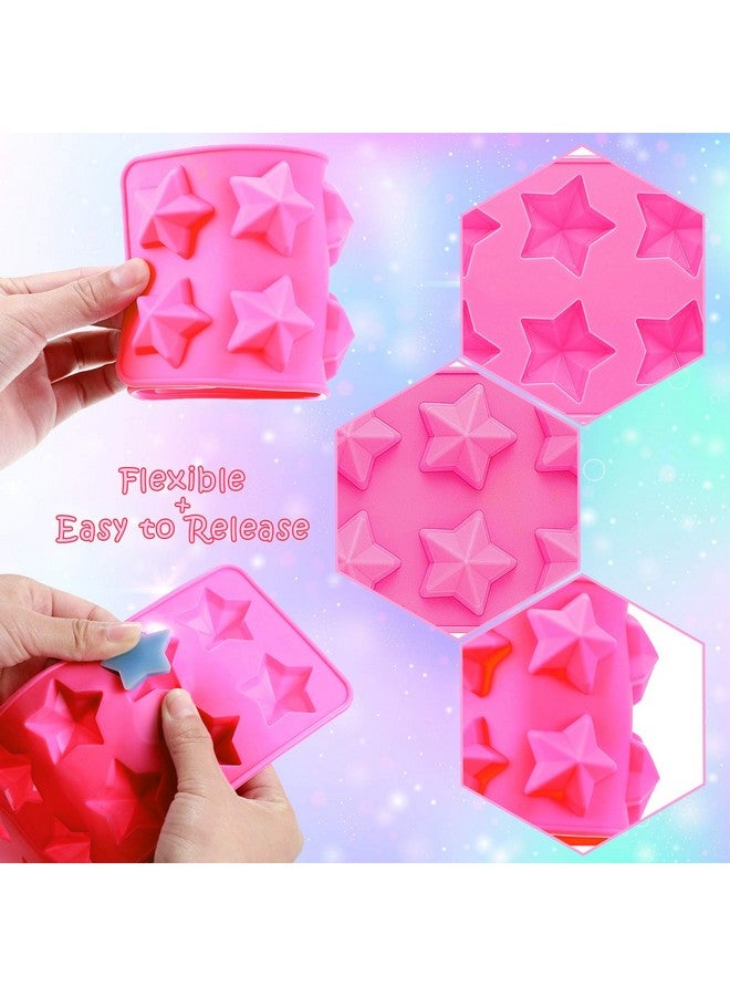 Lauwell 4 Pieces Star Shaped Silicone Molds Five-Pointed Star Shaped Mold Non-Stick Fondant Molds For Chocolate Candy Ice Cube Cake Decoration (Pink) - Image 3