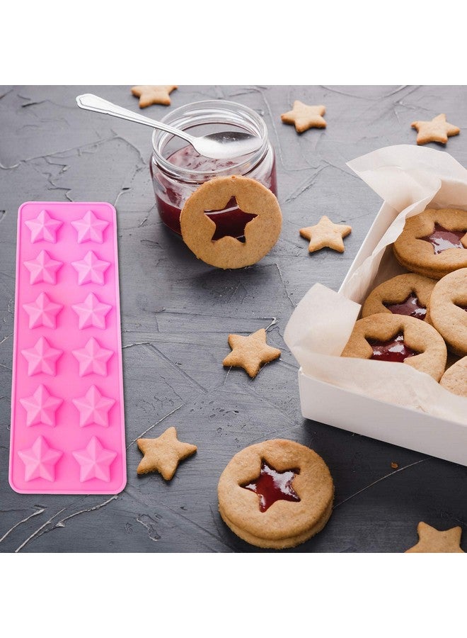 Lauwell 4 Pieces Star Shaped Silicone Molds Five-Pointed Star Shaped Mold Non-Stick Fondant Molds For Chocolate Candy Ice Cube Cake Decoration (Pink) - Image 5