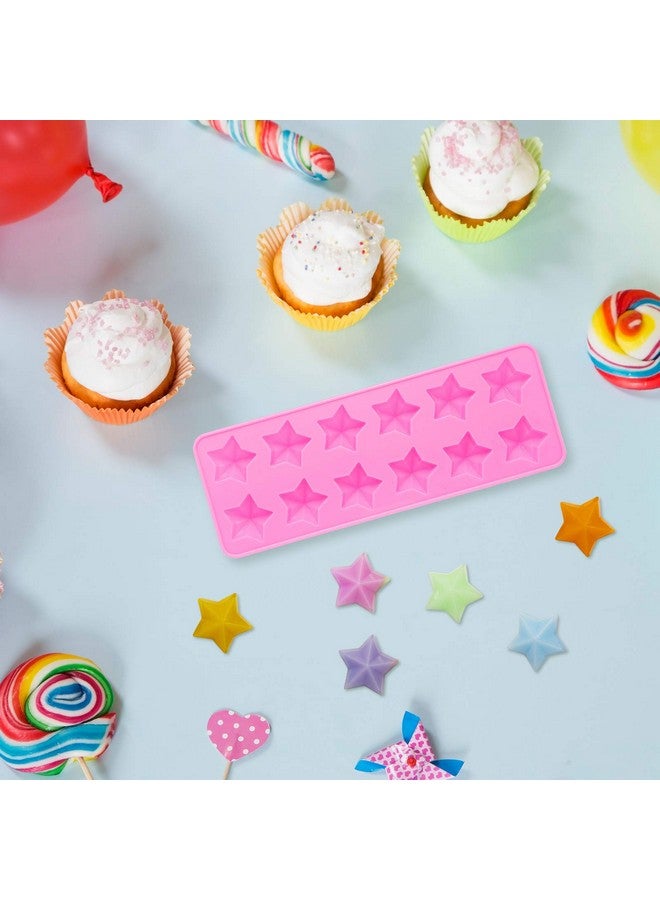 Lauwell 4 Pieces Star Shaped Silicone Molds Five-Pointed Star Shaped Mold Non-Stick Fondant Molds For Chocolate Candy Ice Cube Cake Decoration (Pink) - Image 4