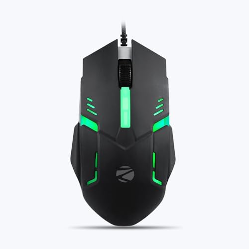 ZEBRONICS Zeb Scorpio Pro with a High-Performance Gold-Plated USB Mouse: 3 Buttons, Multi-Color LED Lights,High-Resolution Sensor with 1.3 metre Braided Cable, and DPI Switch(Black) - Image 1