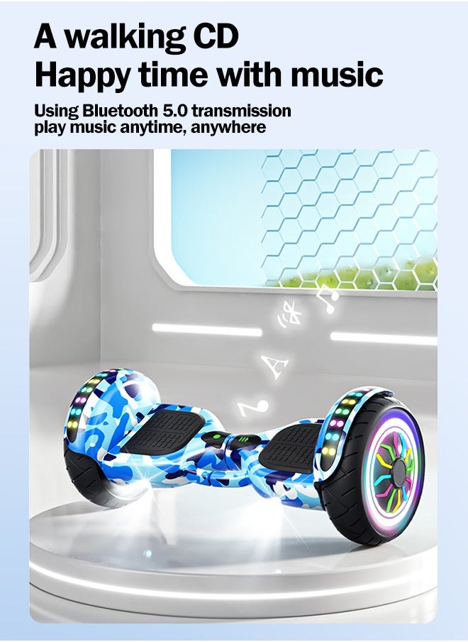 Generic - 10-inch Upgraded Electric Balance Scooter with Built-In Bluetooth Speaker and LED Light Strip, Maximum Load-Bearing Capacity 120kg, Large-Size Balance Scooter for Adults(Red flame) - Image 1