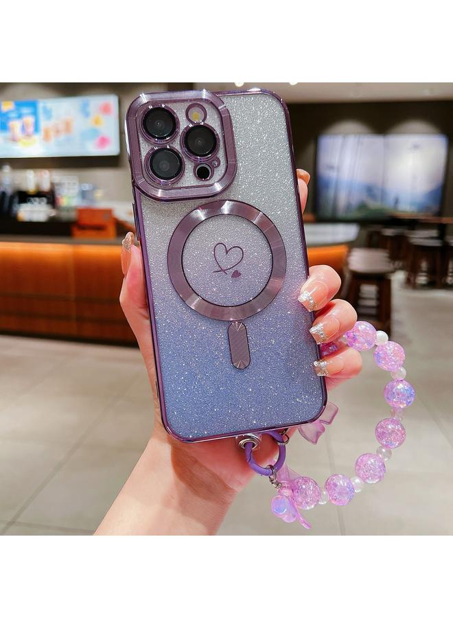 S-TOP Case For iPhone 14 Pro Loves Gradient Glitter Bracelets Carbon Fiber Magsafe TPU Phone Case - Image 1