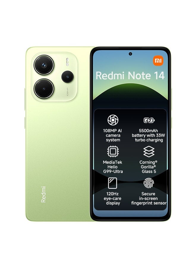 Xiaomi Redmi Note 14 4G Dual SIM Lime Green 8GB RAM 256GB - Global Version - Image 1