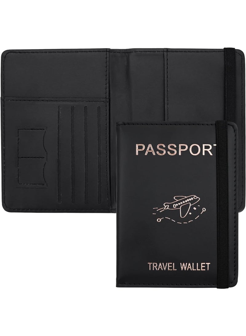 Luckam PU Passport Holder, RFID Passport Wallet, Multi-Slot Travel Wallet with SIM Card Storage and Adjustable Strap, Lightweight Document Organizer for International Travel and Business Trips (Black) - Image 1