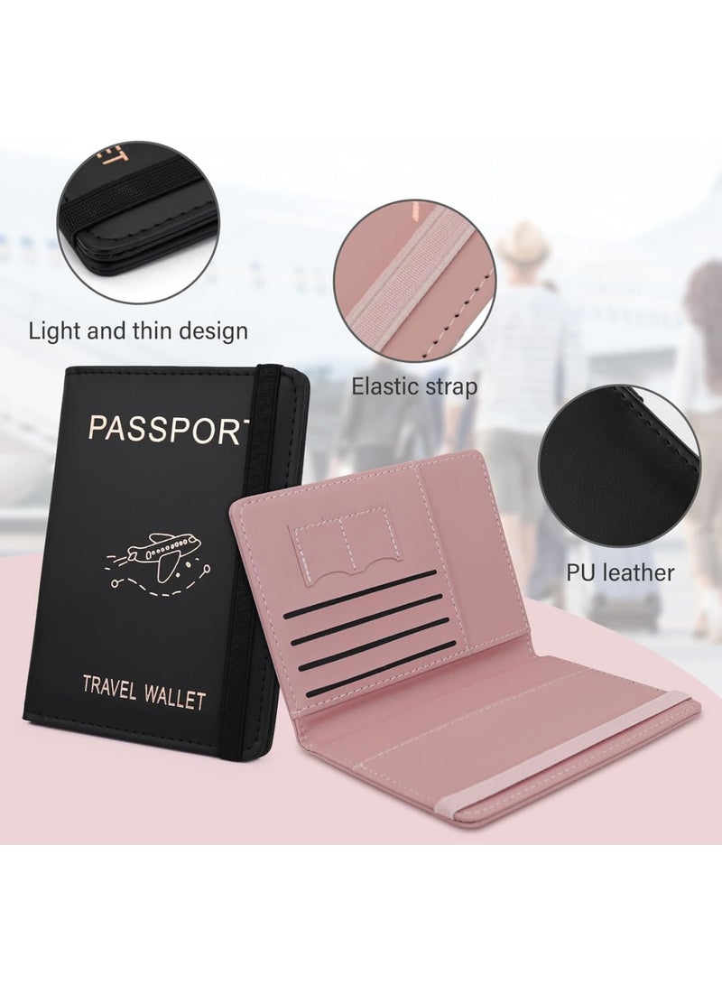Luckam PU Passport Holder, RFID Passport Wallet, Multi-Slot Travel Wallet with SIM Card Storage and Adjustable Strap, Lightweight Document Organizer for International Travel and Business Trips (Black) - Image 2