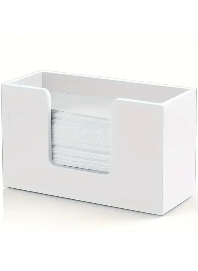 حامل علبة المناديل الخشبي الحديث الأبيض المينيماليستي المربع من الخشب المعاد تدويره منظف سطح الطاولة - Image 1