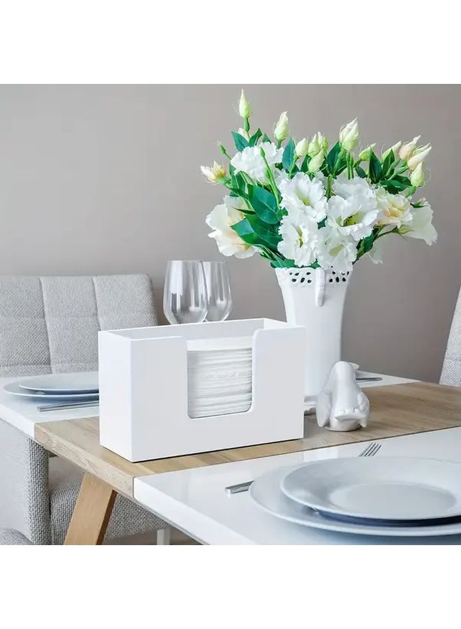 حامل علبة المناديل الخشبي الحديث الأبيض المينيماليستي المربع من الخشب المعاد تدويره منظف سطح الطاولة - Image 3