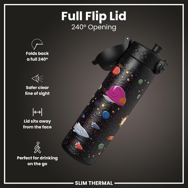 ion8 Vacuum Insulated Stainless Steel Water Bottle, 500 ml, Leak-Proof, One-Handed Opening, Secure Locking, Dishwasher Safe, Carry Handle, Easy to Clean, Durable & Scratch-Resistant, Spaceship Design - Image 3