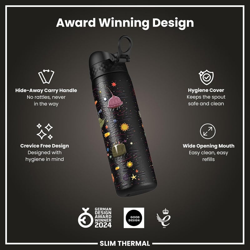 ion8 Vacuum Insulated Stainless Steel Water Bottle, 500 ml, Leak-Proof, One-Handed Opening, Secure Locking, Dishwasher Safe, Carry Handle, Easy to Clean, Durable & Scratch-Resistant, Spaceship Design - Image 5