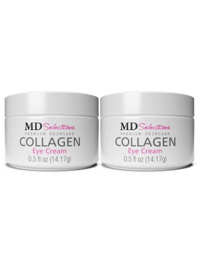 MD Selections Collagen Eye Cream with Hyaluronic Acid Under Eye Cream for Puffiness Under Eye Bags Hydrating Under Eye Cream Eye Skin Care 0505 Fl Oz Pack of 2 - Image 1