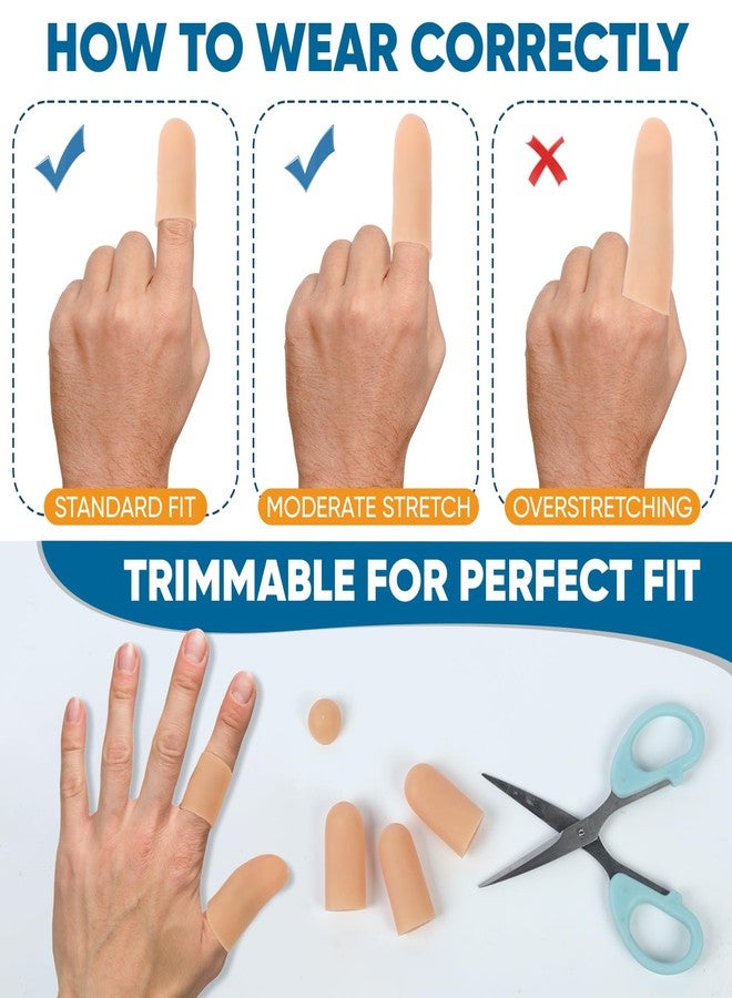 OAKDOLCHE 10Pcs Gel Finger Cots,Silicone Finger Protectors for Fingertip Thumb Protection, Great for Arthritis, Trigger, Cracking, Blisters, Callus, Hangnail & Pain Relief (Nude, M) - Image 5