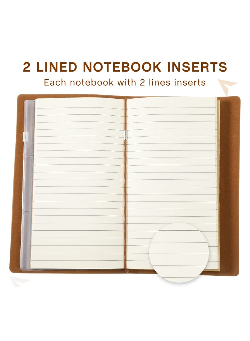 KASTWAVE 4 عبوات من دفاتر ملاحظات السفر العتيقة، دفتر يوميات قابل لإعادة الملء، دفتر يوميات مبطن بجلد البولي يوريثان، مجلة كتابة للرجال والنساء، 4.72 × 7.87 بوصة، 80 ورقة/ 160 صفحة - Image 2