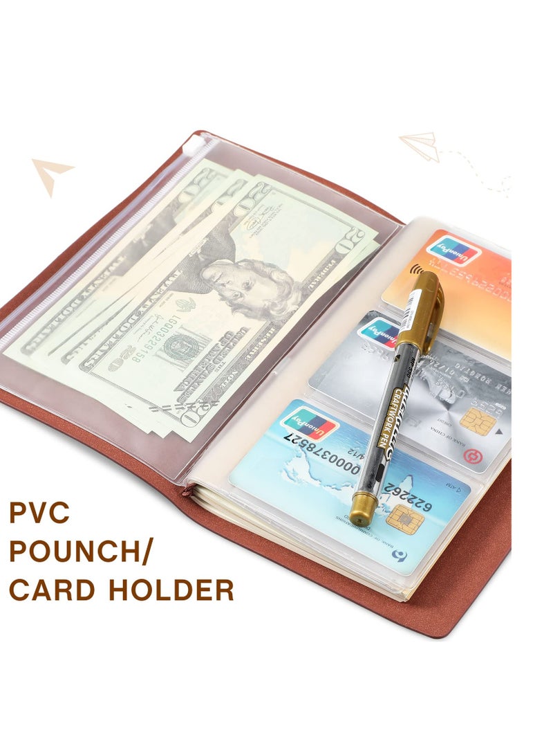 KASTWAVE 4 عبوات من دفاتر ملاحظات السفر العتيقة، دفتر يوميات قابل لإعادة الملء، دفتر يوميات مبطن بجلد البولي يوريثان، مجلة كتابة للرجال والنساء، 4.72 × 7.87 بوصة، 80 ورقة/ 160 صفحة - Image 3