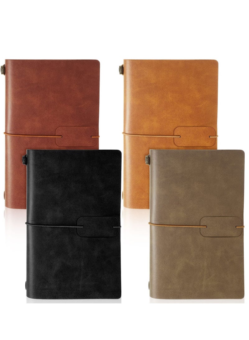 KASTWAVE 4 عبوات من دفاتر ملاحظات السفر العتيقة، دفتر يوميات قابل لإعادة الملء، دفتر يوميات مبطن بجلد البولي يوريثان، مجلة كتابة للرجال والنساء، 4.72 × 7.87 بوصة، 80 ورقة/ 160 صفحة - Image 5